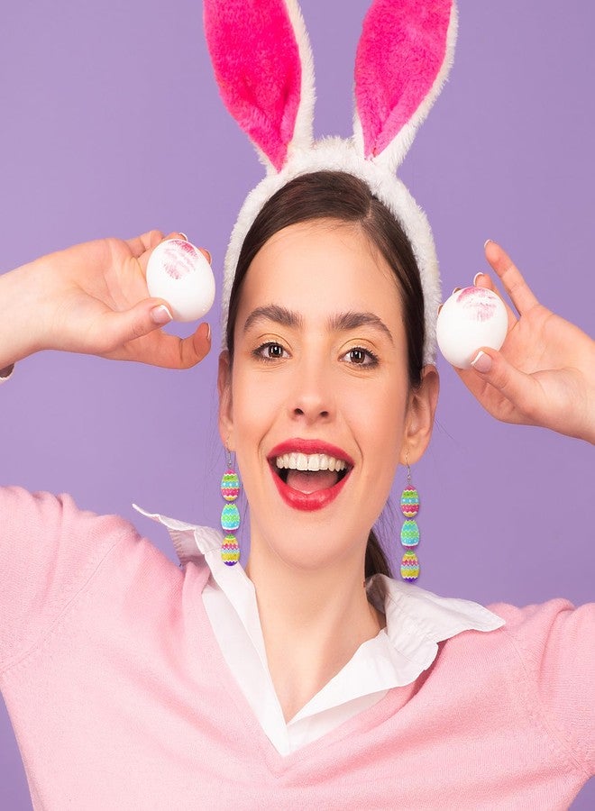 yfstyle Easter Bunny Egg Earrings Acrylic Easter Earrings for Women Holiday Spring Earrings Jewelry Gifts Bunny Pink - Image 2