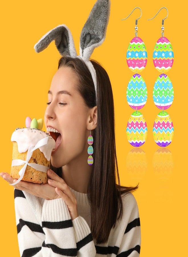 yfstyle Easter Bunny Egg Earrings Acrylic Easter Earrings for Women Holiday Spring Earrings Jewelry Gifts Bunny Pink - Image 4
