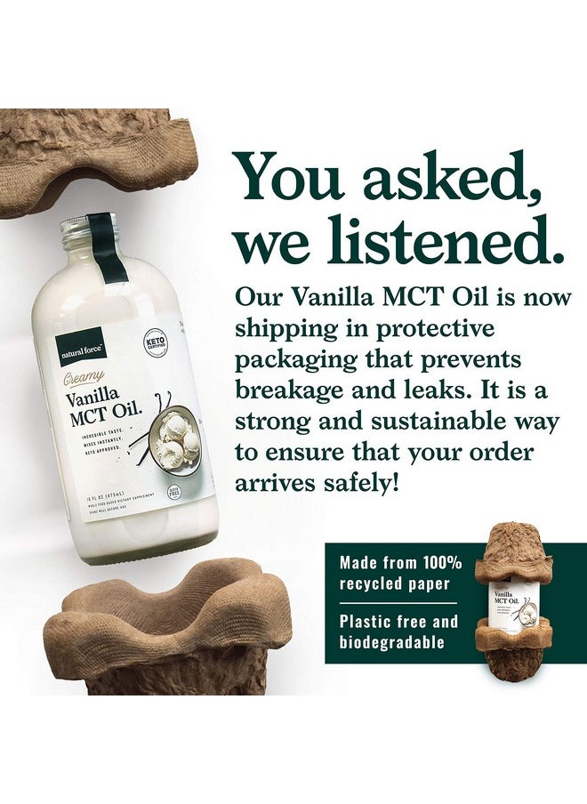 Natural Force - Creamy Vanilla Mct Oil Non Dairy Keto Certified Emulsified Mcts For Low Carb Ketogenic Coffee Smoothies & Shakes Mixes Instantly + No Blending Required 16 Oz Glass Bottle - Image 1
