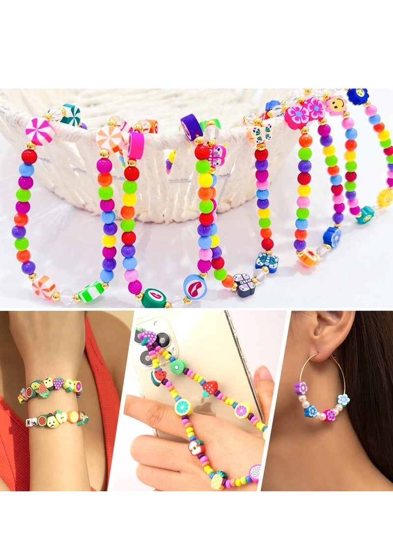 SYOSI 480PCS Fruit Flower Polymer Clay Beads, 24 Style Cute Smiley Heart Mushroom Clay Beads Charms for Jewelry Necklace Earring Making, DIY Bracelet Making Kit Accessories for Women Girls - Image 3