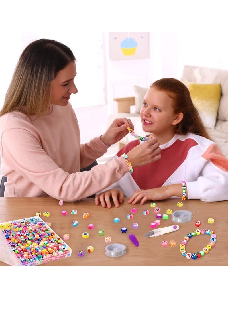 SYOSI 480PCS Fruit Flower Polymer Clay Beads, 24 Style Cute Smiley Heart Mushroom Clay Beads Charms for Jewelry Necklace Earring Making, DIY Bracelet Making Kit Accessories for Women Girls - Image 2