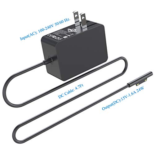 KABCON Charger Compatible for Surface Go/Go 2/Go 3 Surface Pro 4 Core m3 Surface Pro 3 Core m3 Surface Pro 2017 Core m3 Tablet Surface Laptop Core m3, Power Supply Adapter 24W 15V 1.6A with Travel Bag - Image 5