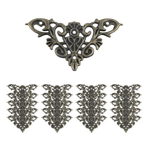 Geesatis 20-Pack Antique Bronze Corner Protectors - Decorative Edge Guards for Photo, Books, Albums, Jewelry Boxes & Gifts (2.5x1.8 inch) - Rustic Vintage Craft Supplies - Image 1