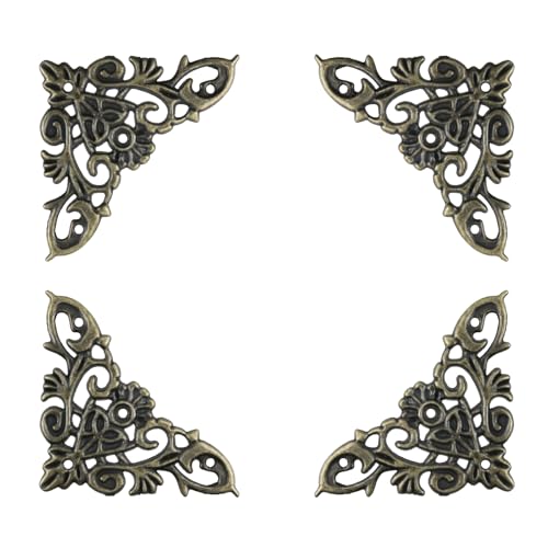 Geesatis 20-Pack Antique Bronze Corner Protectors - Decorative Edge Guards for Photo, Books, Albums, Jewelry Boxes & Gifts (2.5x1.8 inch) - Rustic Vintage Craft Supplies - Image 4