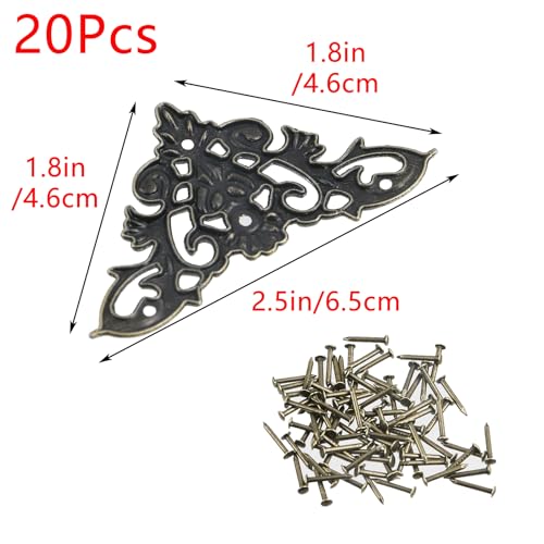 Geesatis 20-Pack Antique Bronze Corner Protectors - Decorative Edge Guards for Photo, Books, Albums, Jewelry Boxes & Gifts (2.5x1.8 inch) - Rustic Vintage Craft Supplies - Image 2
