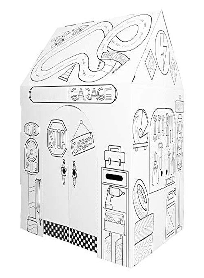 Easy Playhouse Garage - Kids Art and Craft for Indoor and Outdoor Fun, Color Favorite Garage Items- Decorate and Personalize a Cardboard Fort, 32" X 26. 5" X 40. 5" Age 3+ - Image 2