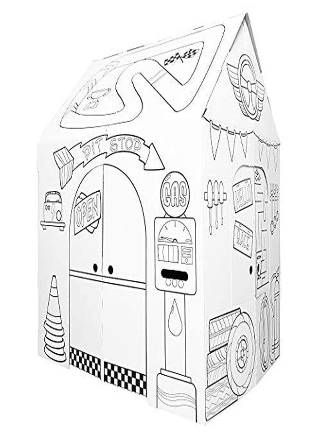 Easy Playhouse Garage - Kids Art and Craft for Indoor and Outdoor Fun, Color Favorite Garage Items- Decorate and Personalize a Cardboard Fort, 32" X 26. 5" X 40. 5" Age 3+ - Image 1
