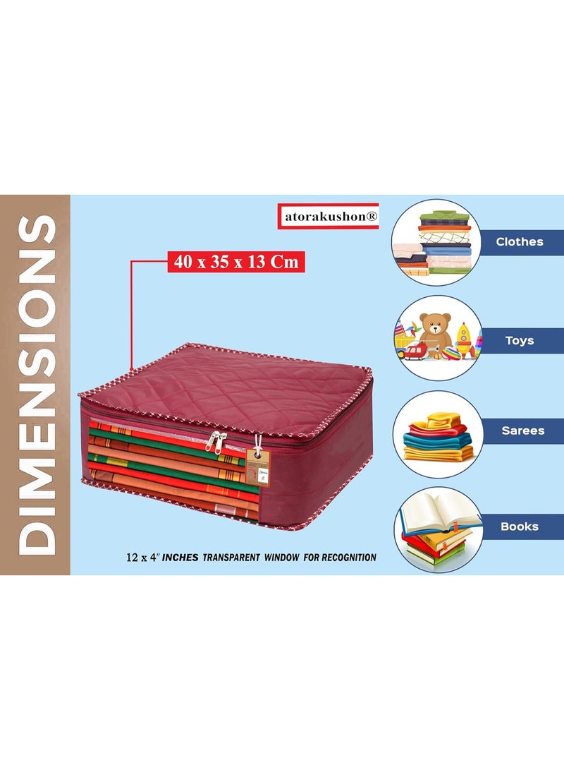 atorakushon 2 Piece Multipurpose 1 Saree cover 1 blouse cover Pillow cover for Wedding Gift Wardrobe Organizer Maroon - Image 4