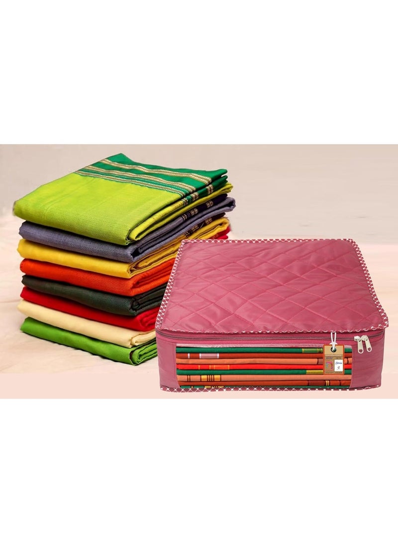 atorakushon 2 Piece Multipurpose 1 Saree cover 1 blouse cover Pillow cover for Wedding Gift Wardrobe Organizer Maroon - Image 2