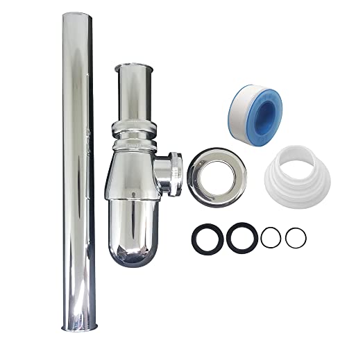 ecoartheating Classical Basin Bottle Trap Chrome Sink Bathroom Waste Pipe 1-1/4 inch Slip Inlet Drain Tube Kit - Image 4
