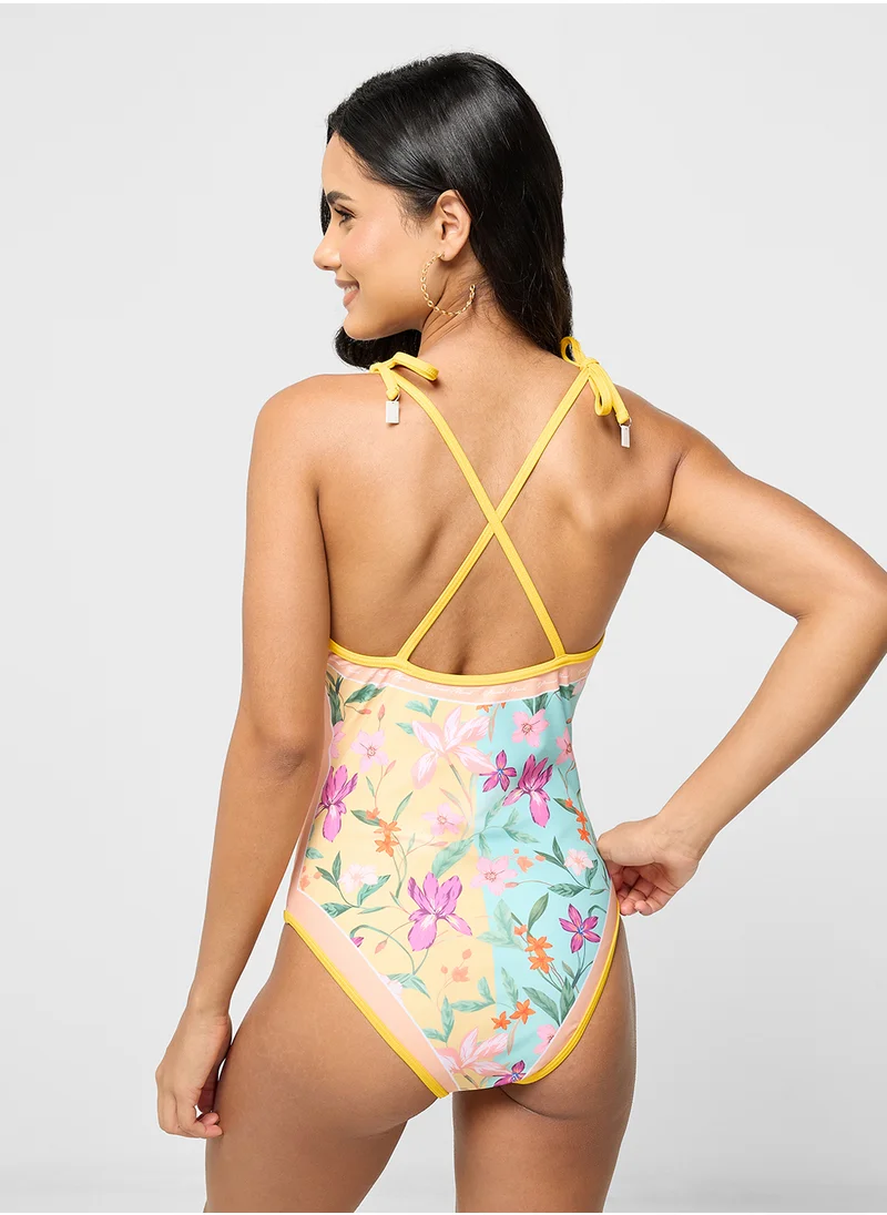 ايلا Printed Swimsuit With Shoulder Tie
