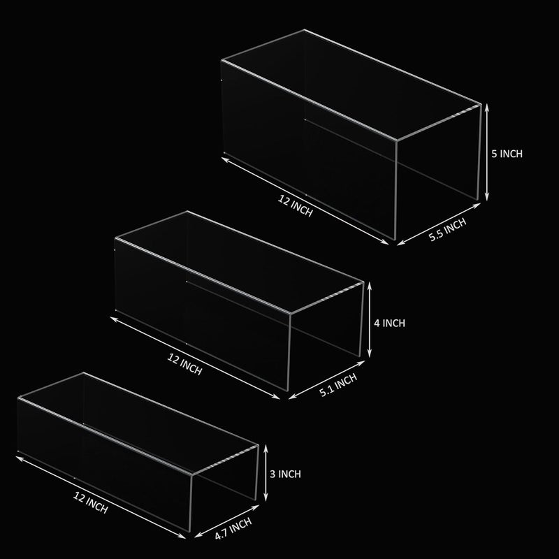 TPGP Sezanrpt Square Acrylic Display Risers 3pcs - Clear Showcase Shelves for Collectibles, Funko Pop Figures, Perfumes, Cupcake, Candy Dessert - Image 2