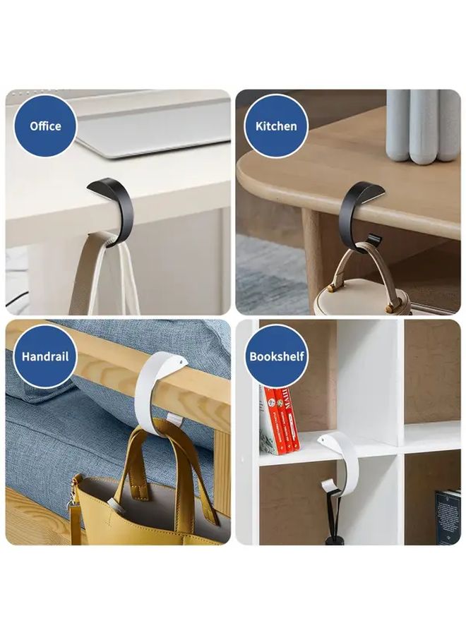 4 قطع من الخطافات السوداء والبيضاء على شكل C لتعليق الحقائب على المكاتب والرفوف - Image 5