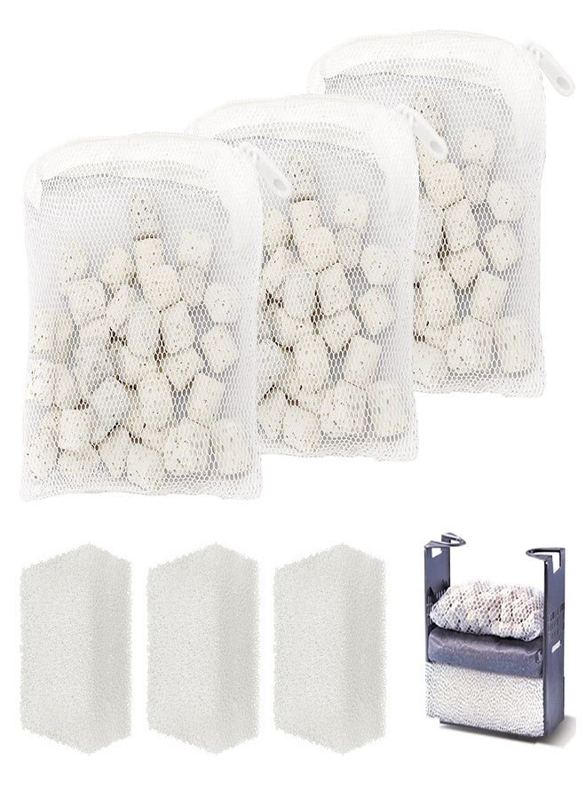 Antrys 1.5 oz Biomax Filter Media Renewal Kit for Fluval EDGE Aquariums, A1389 Bio Max Ceramic Rings & Foam Blocks Filter Media-Provides Stage Three Biological Filtration for Fish Tank Water Clarity - 3 Pack - Image 1