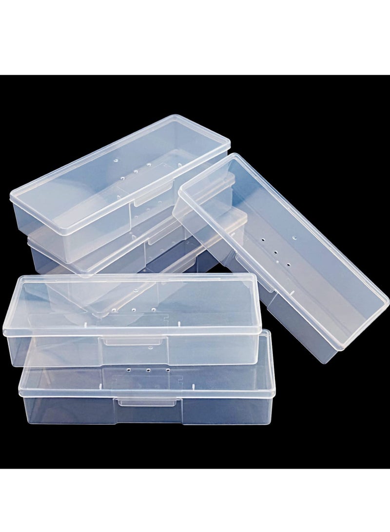 Excefore Manicure Tool Box, 6 Pieces Clear Box for Nail Tool, Transparent Personal Nail Box for Manicure, Plastic Nail Art Tool Box Storage Organizer Case Container for Organizing (7.5x2.5x1.5 Inch) - Image 1