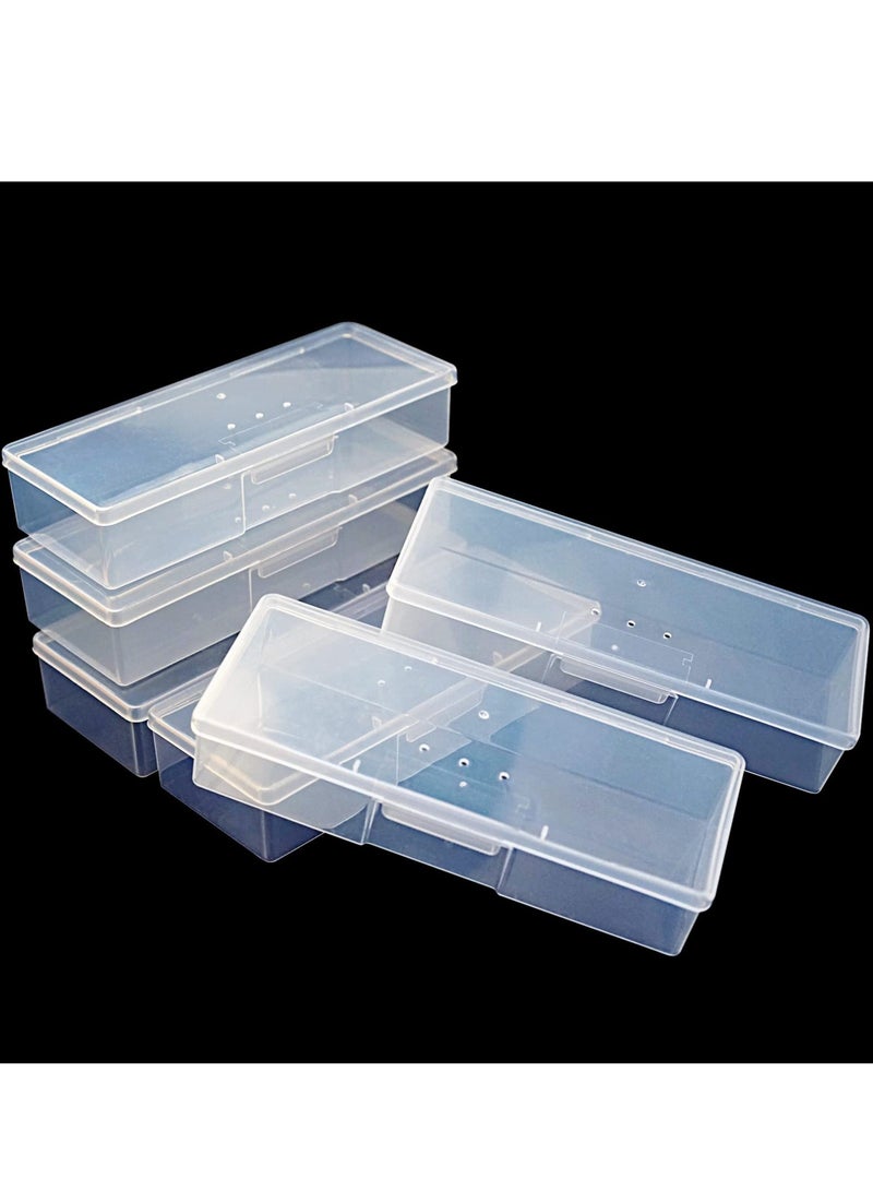 Excefore Manicure Tool Box, 6 Pieces Clear Box for Nail Tool, Transparent Personal Nail Box for Manicure, Plastic Nail Art Tool Box Storage Organizer Case Container for Organizing (7.5x2.5x1.5 Inch) - Image 2