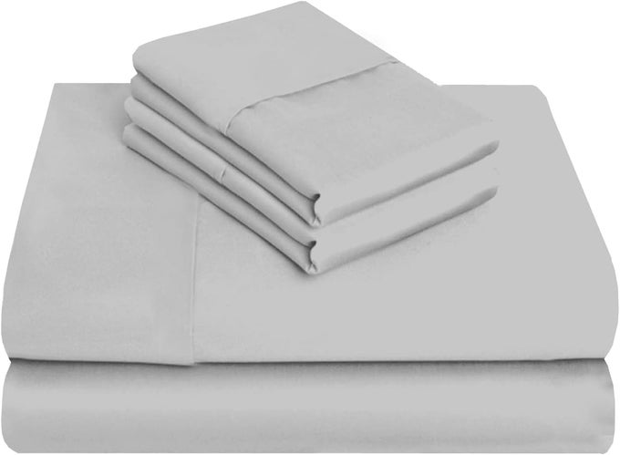 COTTON 600 TC COTTON KING SIZE BEDSHEET WITH 2 PILLOW COVERS LIGHT GREY9FT X 9FT