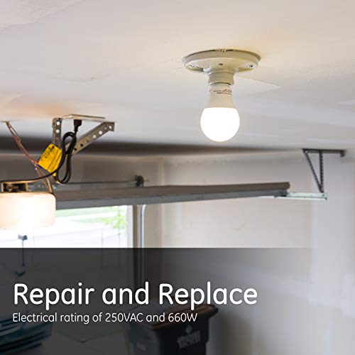 UltraPro Porcelain Lampholder, Medium Base, Indoor Lighting, Mount on 3-1/4” or 4” Box, UL Listed, White, 18304 - Image 5