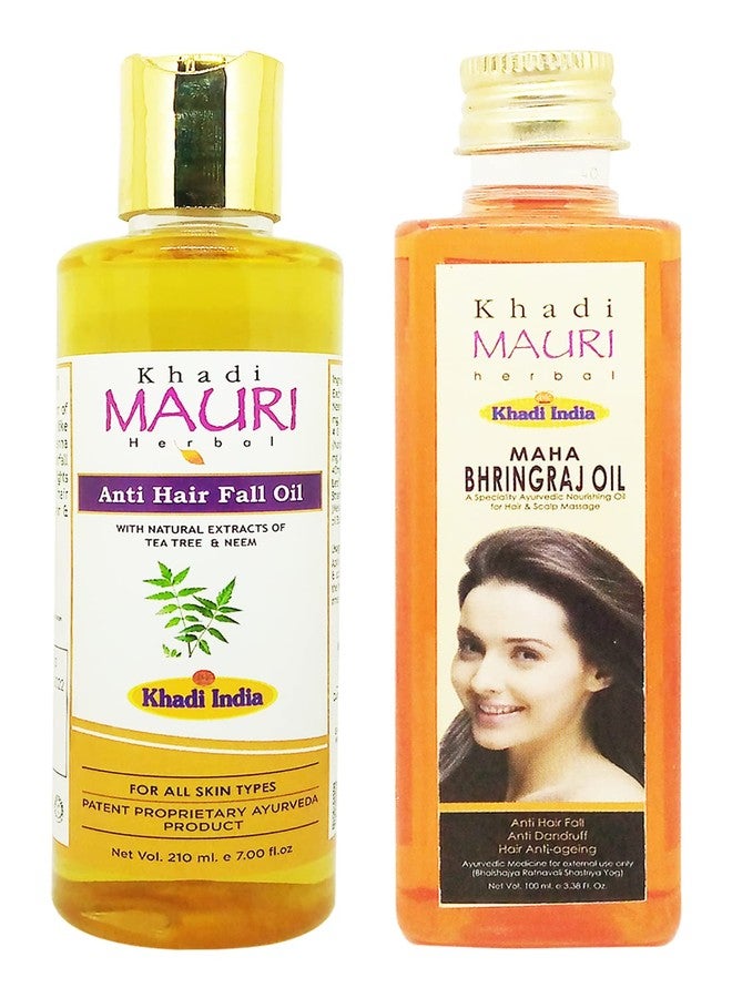 Khadi Mauri Anti Hair Fall & Maha Bhringraj Hair Oil - Pack Of 2 (310 ml) - Image 1