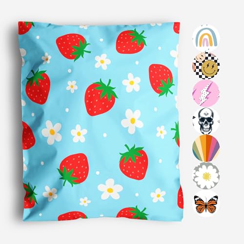 Package Mint 10x13 Poly Mailers – Summer Strawberries – Waterproof, Tear-Resistant Shipping Bags with Adhesive Seal – 100 Pack – Package Mint - Image 1