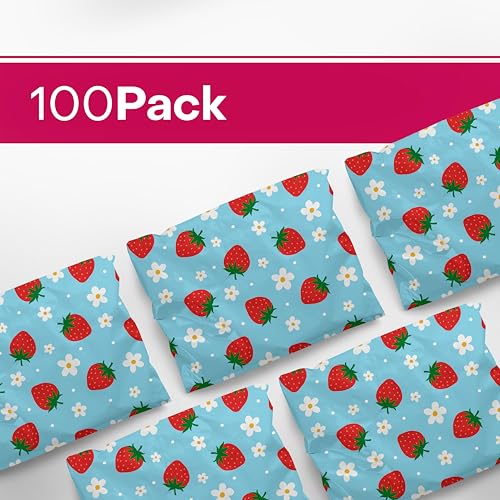 Package Mint 10x13 Poly Mailers – Summer Strawberries – Waterproof, Tear-Resistant Shipping Bags with Adhesive Seal – 100 Pack – Package Mint - Image 3