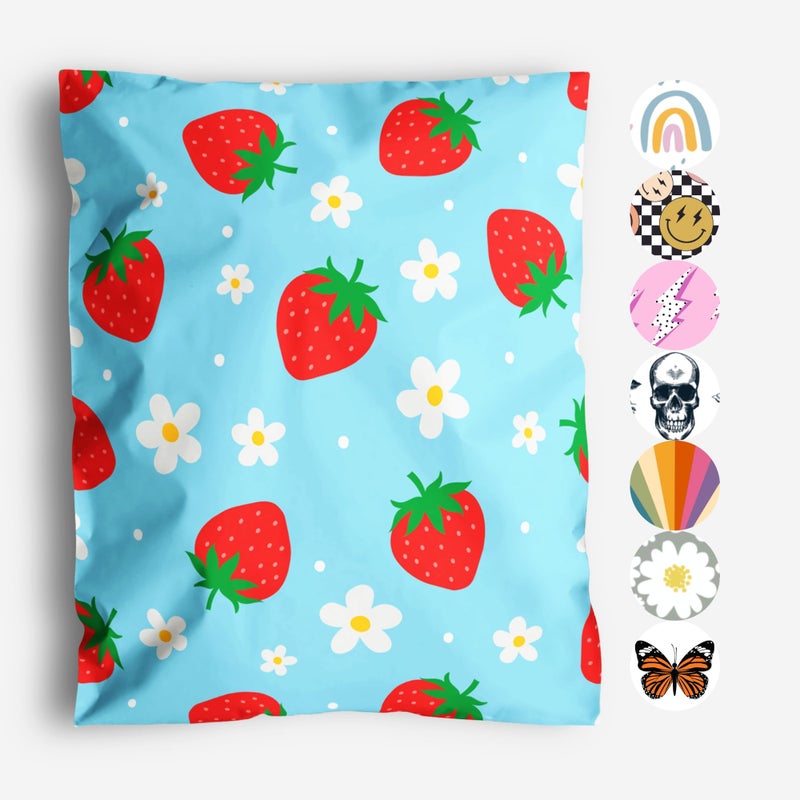 Package Mint 10x13 Poly Mailers – Summer Strawberries – Waterproof, Tear-Resistant Shipping Bags with Adhesive Seal – 100 Pack – Package Mint - Image 5