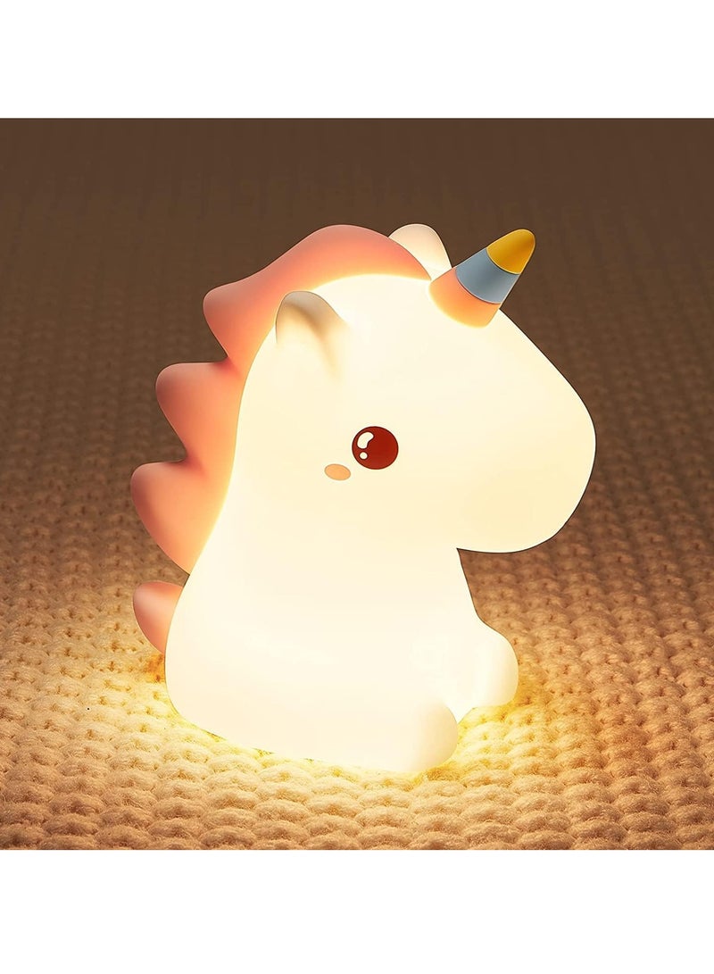 TIGER Unicorn Night Light for Girls Bedroom – Cute LED Color Changing Night Light, Squishy Silicone Nursery Lamp, USB Rechargeable Baby & Toddler Night Light, Adorable Unicorn Gifts for Girls, Soft & Safe LED Light for Kids Room Decor  - Image 1