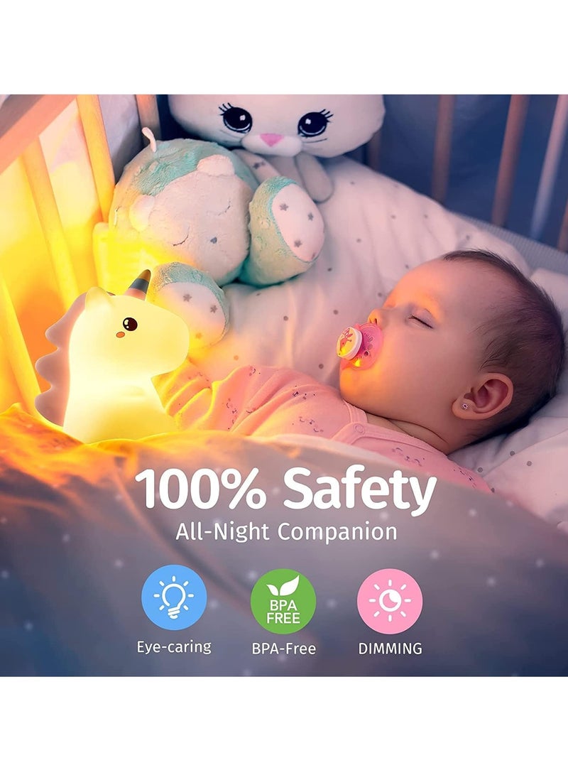 TIGER Unicorn Night Light for Girls Bedroom – Cute LED Color Changing Night Light, Squishy Silicone Nursery Lamp, USB Rechargeable Baby & Toddler Night Light, Adorable Unicorn Gifts for Girls, Soft & Safe LED Light for Kids Room Decor  - Image 3