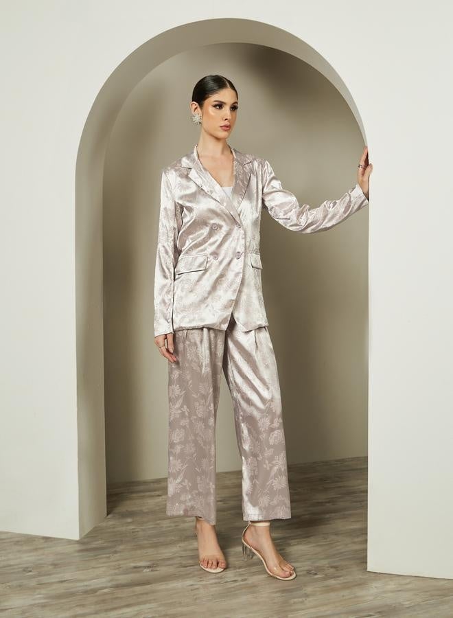 Styli Mid Rise Wide Leg Jacquard Pattern Pants - Image 1