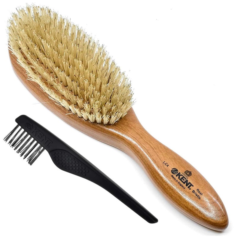 Kent LC4 Finest Hair Brushes for Women Detangler Dry Brush Made of Cherrywood  Boar Bristle Oval Hairbrush for Medium Thick Hair of All Lengths  Salon Style Straightening Pure Wood Brush from Kent