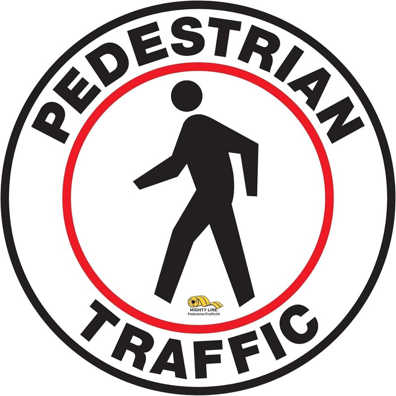 Mighty Line Pedestrian Traffic Crossing Walkway Floor Sign for Safety, Caution, Warning, Heavy-Duty, Peel and Stick, Adhesive, Industrial Quality, 12" - Image 1