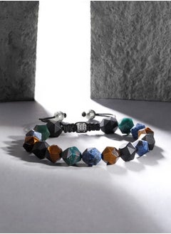 AWNL Men's Beaded Drawstring Bracelet With Multicolor Gemstones and Sterling Silver Closure Gift for Men Husband Boyfriend  - Image 2