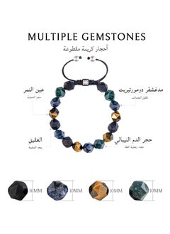 AWNL Men's Beaded Drawstring Bracelet With Multicolor Gemstones and Sterling Silver Closure Gift for Men Husband Boyfriend  - Image 5