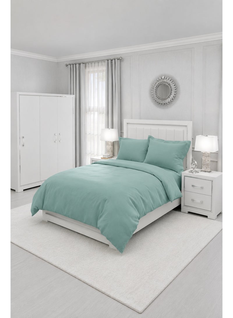 Premium Plain Sea Green Comforter Bedding Set with Fitted Bedsheet & Pillow Covers, Soft Luxury Bed Set for Single, Full, Queen & King Size