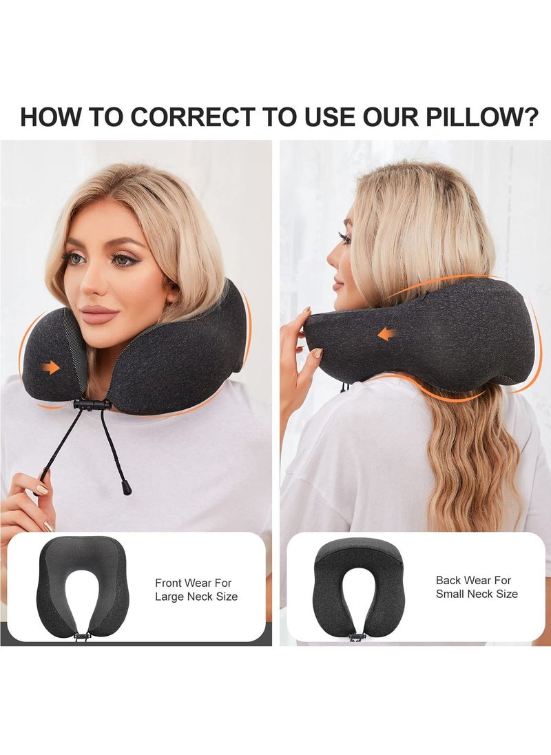 Excefore - Travel Pillow, Pure Memory Foam Neck Pillow, Comfortable & Breathable Cover, Machine Washable, Airplane Travel, Train, Car & Home Use - Image 1