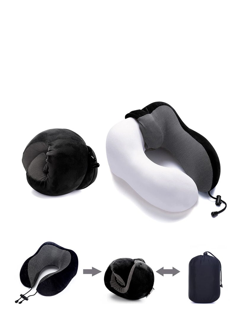 Excefore - Travel Pillow, Pure Memory Foam Neck Pillow, Comfortable & Breathable Cover, Machine Washable, Airplane Travel, Train, Car & Home Use - Image 1
