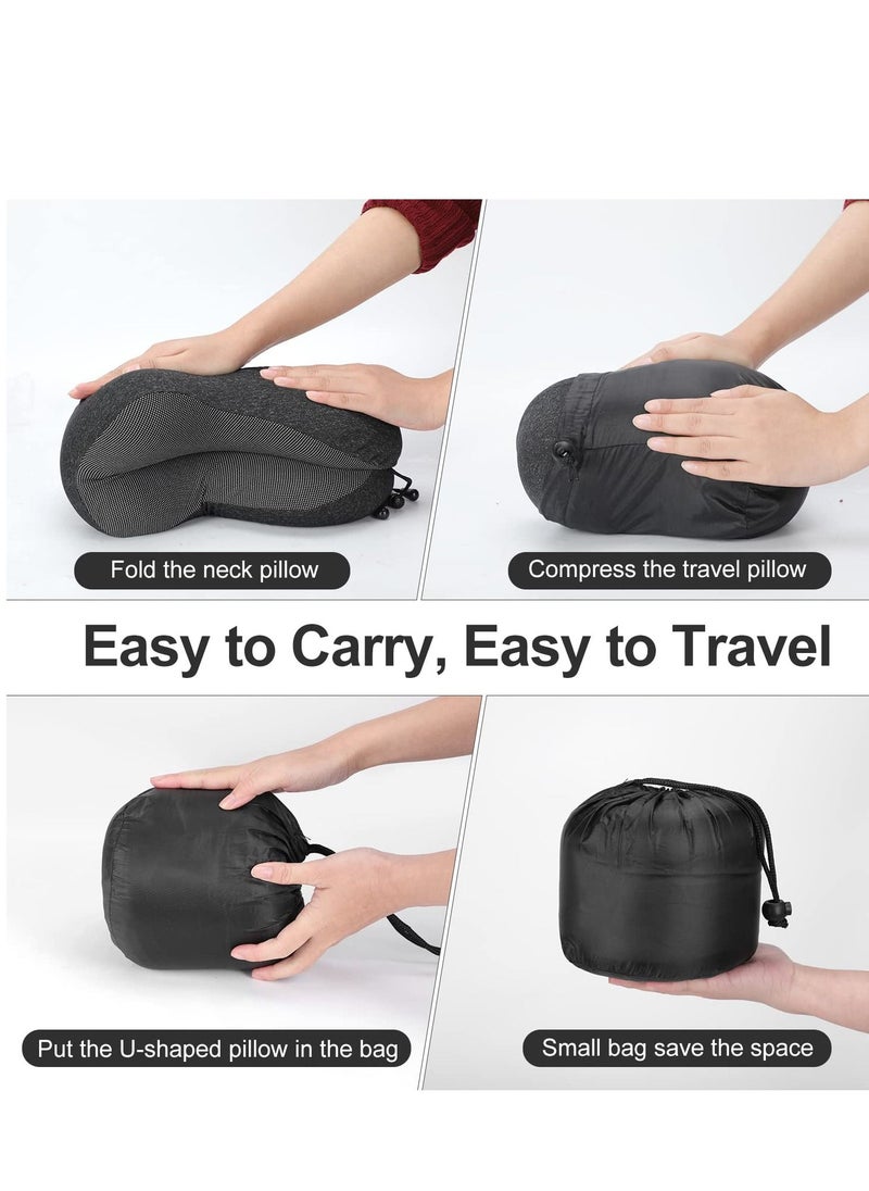 Excefore - Travel Pillow, Pure Memory Foam Neck Pillow, Comfortable & Breathable Cover, Machine Washable, Airplane Travel, Train, Car & Home Use - Image 1