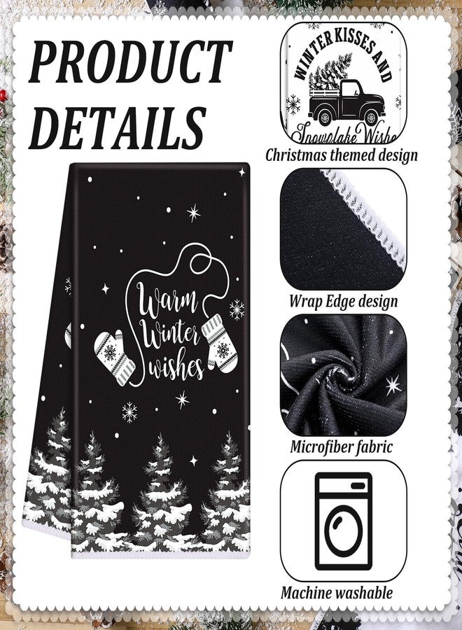 FuWeave 6 Pcs Winter Kitchen Towels Black White Snowman Dish Hand Towel 15.8 x 23.6'' Snowflake Let It Snow Decorative Tea Dish Towels Farmhouse Xmas Kitchen Decor for Bathroom Housewarming Gift - Image 4
