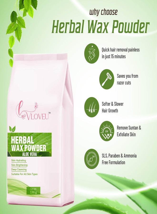 VLOVEU Wax Powder for Hair Removal for Women - 120 gm (Pack of 2) | Hair Removal Powder with Aloevera | Painless Herbal Wax Powder, All Skin Types Hands, Legs, Underarms, Bikini & Intimate Area - Image 4