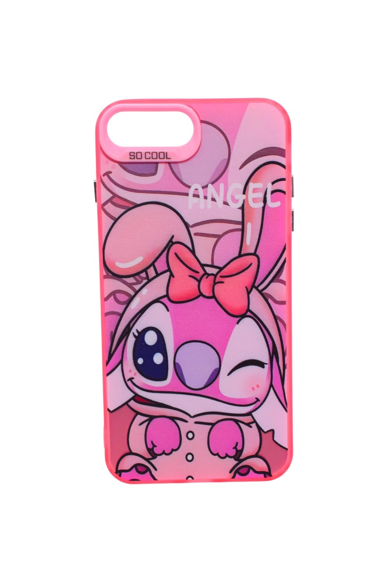 TPU Stitch Printed Back Cover Case For iPhone 7 Plus - Pink CFS900 - Image 1
