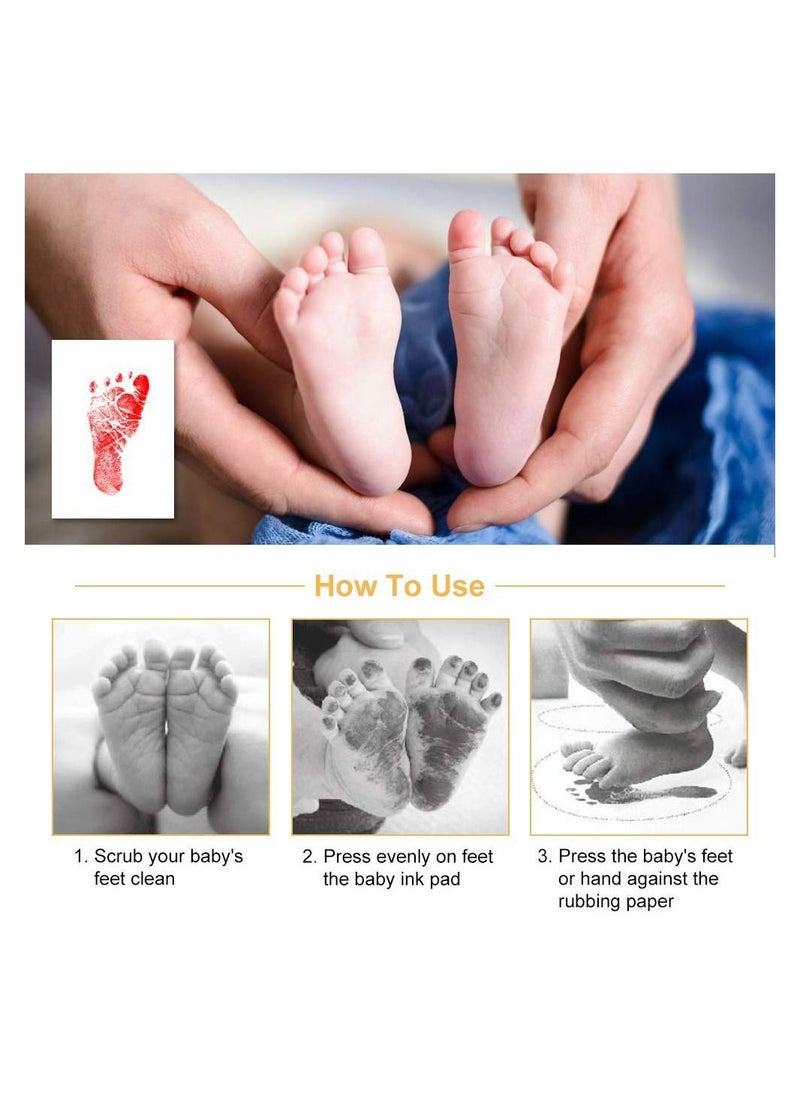 Excefore - Baby Handprint and Footprint Ink Pads, Baby Footprint Kit, Paw Print kit, Baby Ink Pad, Non Toxic and Safe Print, Smudge Proof, Easy to Wash Off, 4 Color, Black+Red+Blue+Yellow - Image 1