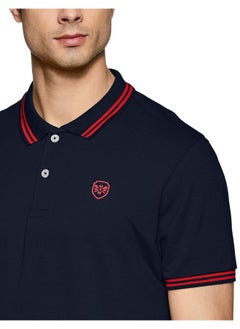 Max Max Men's Half Sleeves Slim Fit Solid Polo (NAVY_S)  - Image 2
