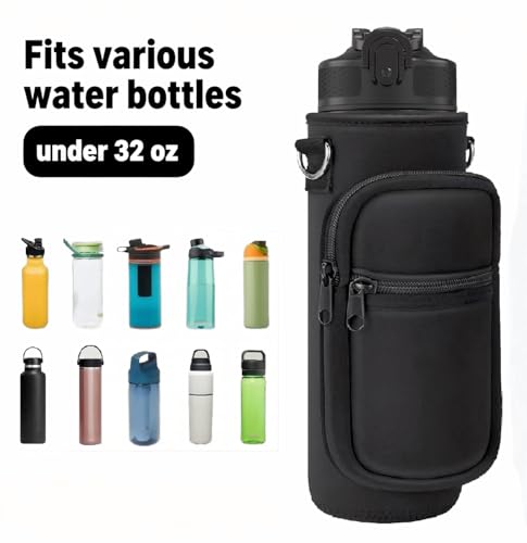 Doacpcr Water Bottle Carrier Bag, 25oz 32oz Crossbody Water Bottle Holder with Adjustable Shoulder Strap, Sling Bag Sleeve Pouch Holder with Phone Pocket and Small Pocket for Walking Hiking Camping Gym - Image 4