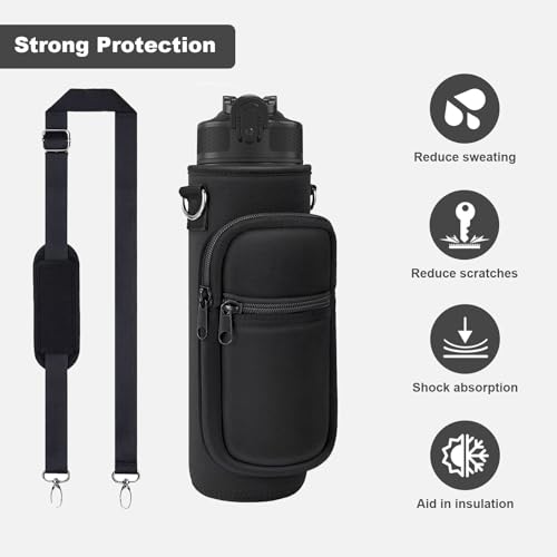 Doacpcr Water Bottle Carrier Bag, 25oz 32oz Crossbody Water Bottle Holder with Adjustable Shoulder Strap, Sling Bag Sleeve Pouch Holder with Phone Pocket and Small Pocket for Walking Hiking Camping Gym - Image 3