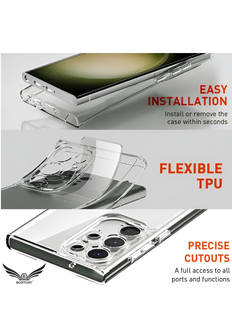 BORTONY Samsung Galaxy S24 Ultra Case 6.8 inch Soft Flexible TPU Shockproof Transparent Slim Fit Protective Back Cover for Samsung Galaxy S24 Ultra  - Image 4