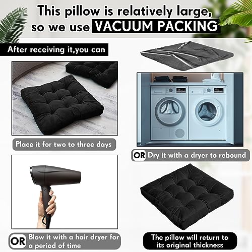 Jerify Floor Pillow Cushions Large Round Square Large Meditation Floor Pillow for Classroom Adult Meditation Picnic Party Seating Learning Daycare School(Square,Black,4 Pcs) - Image 4