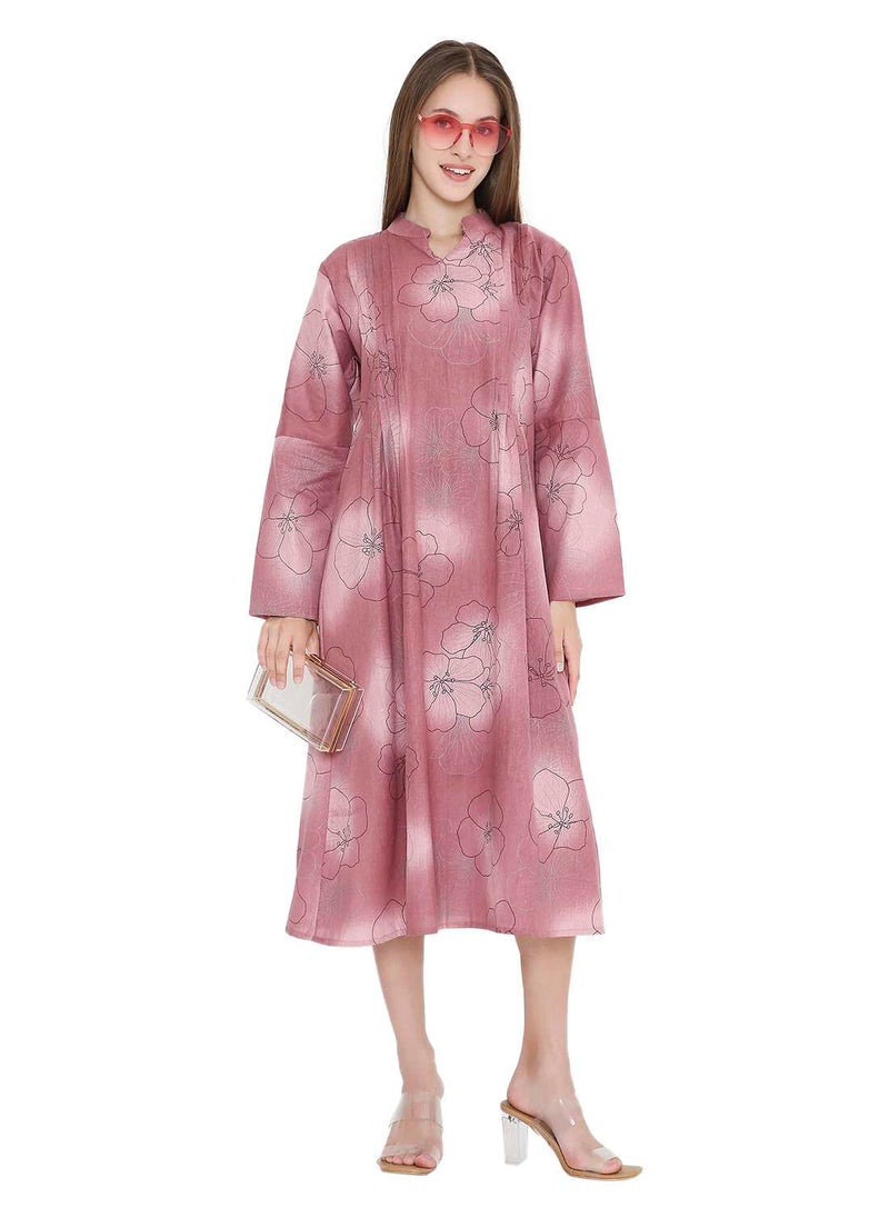 HANA & SARA UNIQUE PRINTED SHORT FARASHA MODEST WEAR ARABIC KAFTAN JALABIYA DRESS  - Image 1