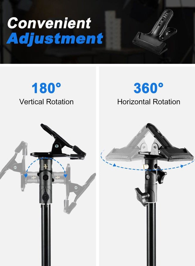 Selens Reflector Clamp Clip Holder Speedlite Hot Shoe Bracket with 1/4" & 3/8" Screw Adapter for Photo Studio Green Screen Backdrop Umbrella Light Stand - Image 2