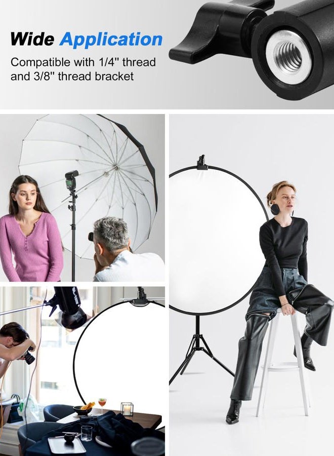 Selens Reflector Clamp Clip Holder Speedlite Hot Shoe Bracket with 1/4" & 3/8" Screw Adapter for Photo Studio Green Screen Backdrop Umbrella Light Stand - Image 5