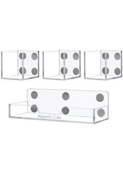 MyGift Premium Clear Acrylic Magnetic Dry Erase Marker Holder And Office Supplies Storage Containers, 4 Piece Set Includes 1 Tray And 3 Cubed Boxes  - Image 1